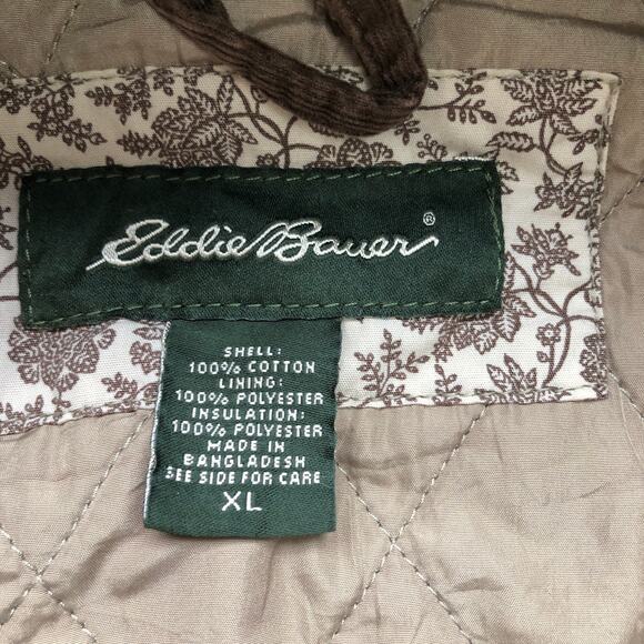 Eddie Bauer Quilted Trucker Jacket Womens XL Long Sleeve Pocket Brown - Picture 3 of 7